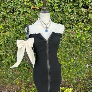 ✨Y2k mini black zipper dress